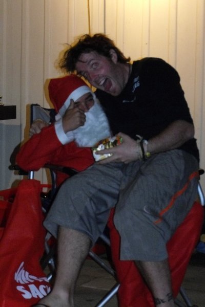 Ste getting his present from Santa at our Staff Christmas Party