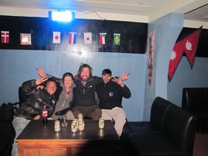 We made it back to Lukla, having a few well deserved drinks with our Sherpa, Tshering and Porter, Beshman