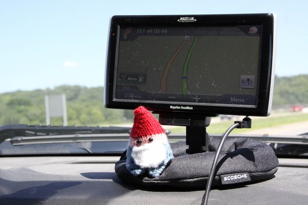 Max, our gnome, agrees that the new GPS receiver bites