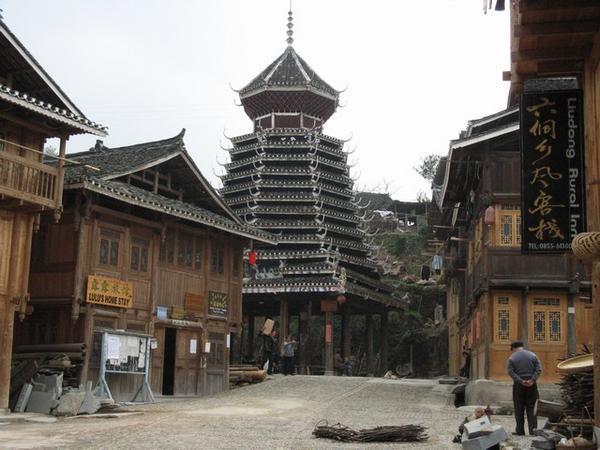 'Onze' trommeltoren in Zhaoxing vlak bij Lulu's guesthouse.
