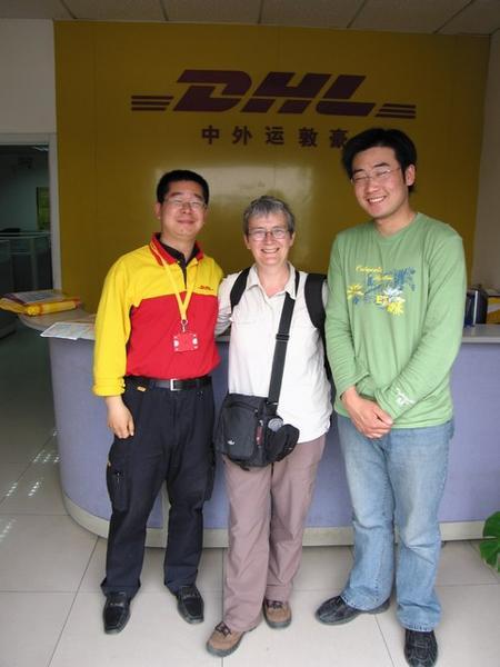 Berna met enkele Chinese collega's van haar broer Mark.