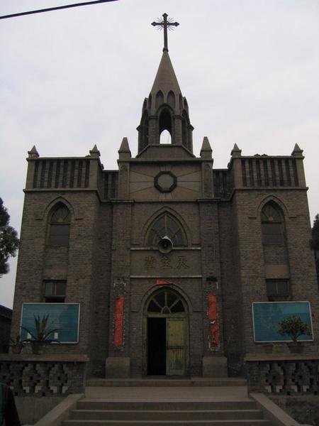 De kerk van Pingyao waar we een Chinese mis bijwoonden.