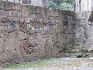 Ancient wall and clothespins