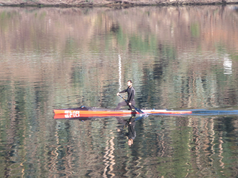 Canoe sprint training on the water