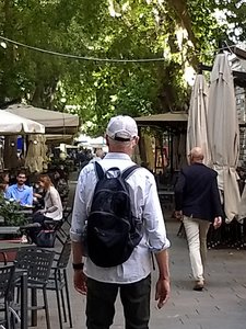 Cafe lined pedestrian walkway