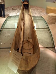 A dugout canoe, in a style used until the last century around here..