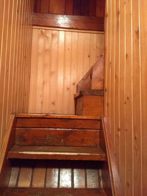 The very steep stairway, with no railing