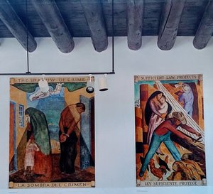 Murals painted in 1934 in the former Taos Courthouse building