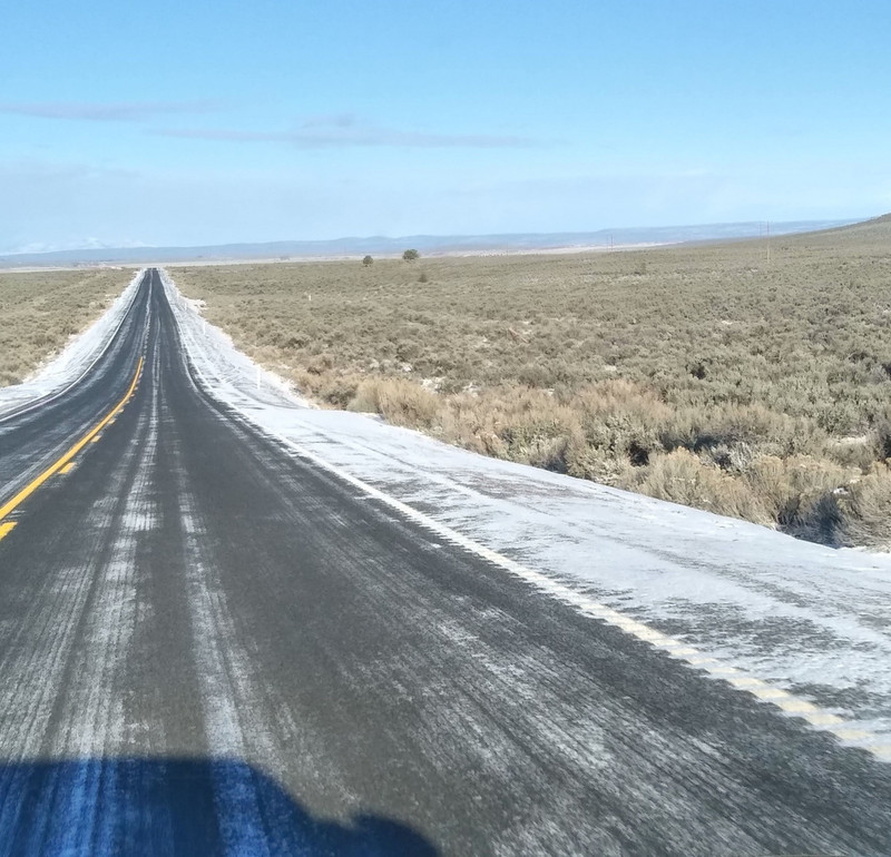 Icy roads leaving Burns