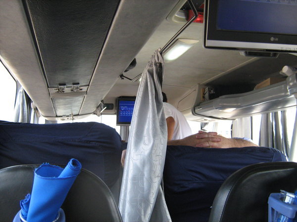 Inside a first class bus...