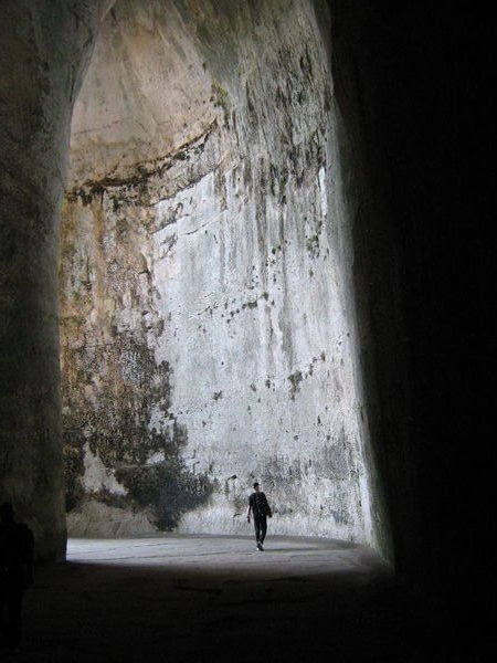Looking out of  " Dionysius's Ear" where an evil ruler spied on slaves and captives