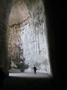 Looking out of  " Dionysius's Ear" where an evil ruler spied on slaves and captives