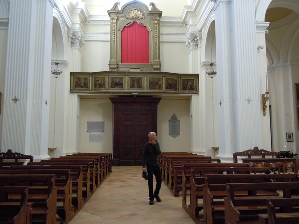 Inside church on hilltop, Trevi