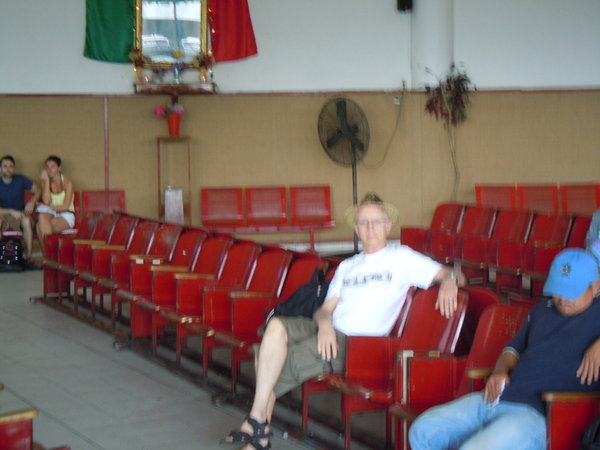 Bus station with altar