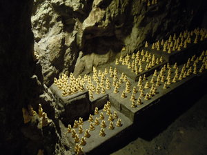 Offerings inside a cave at Hase-Dera