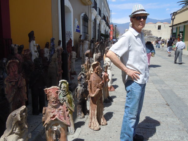 Public Art:  figures representing the migration from many small villages of all the men to the USA