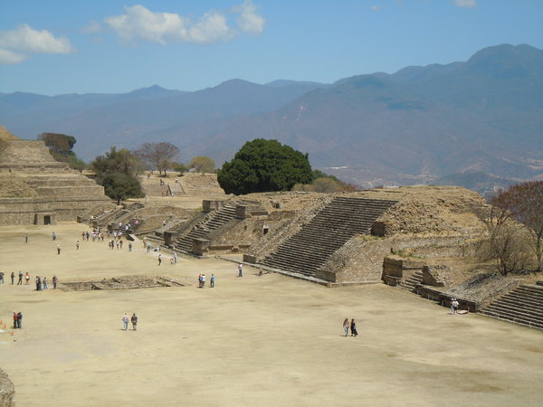 Overview of the main plaza at Monte Alban