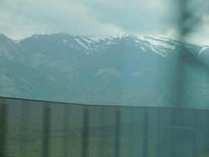 We went under these mountains between Segovia and Madrid