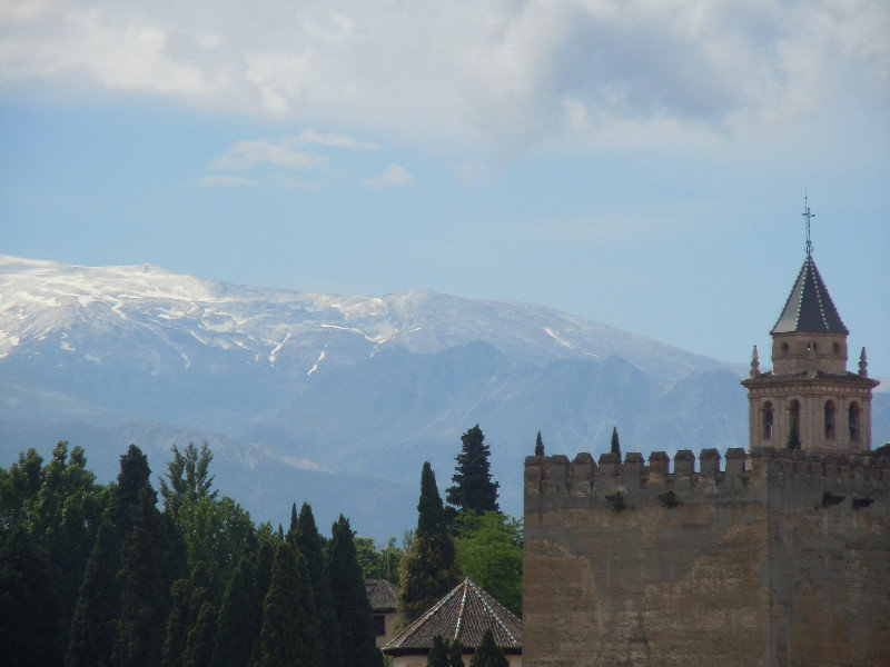 Alhambra with snowy Sierra Nevadas