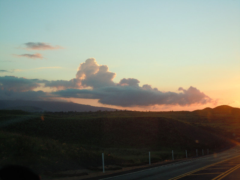 Sunset as we drove down towards Kona