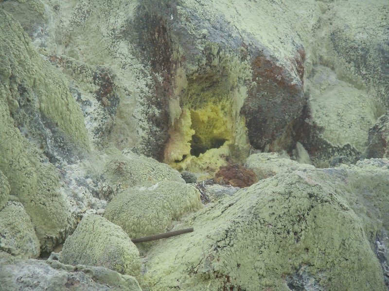 Sulphur crystals being formed