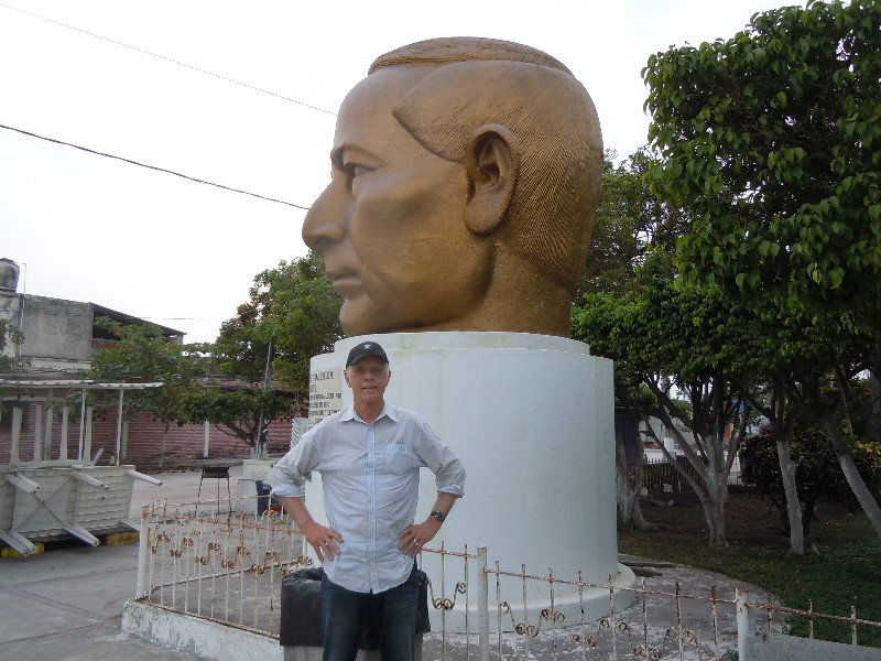 Giant gold head of Juarez