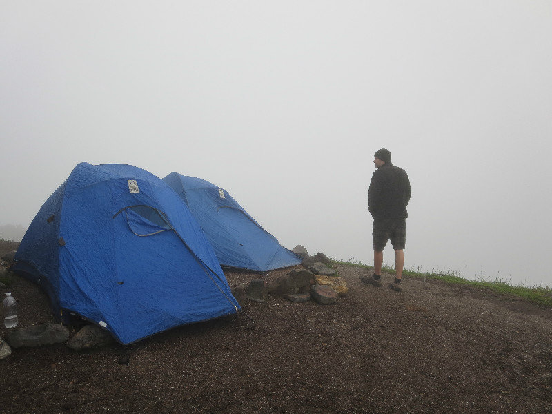 Camped in the fog