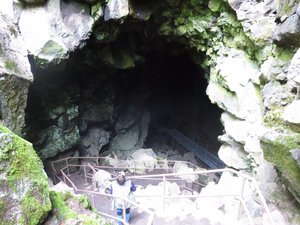 Lava tube cave  going in...