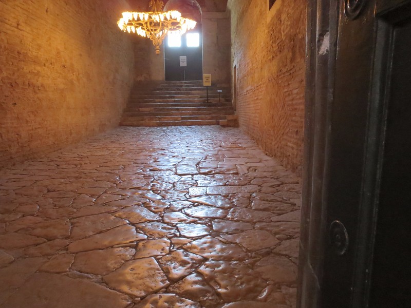 Stone floor in the Hagia Sophia, worn by a thousand years of footsteps..