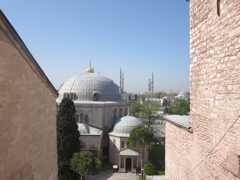 Looking back at the Blue Mosque from the Hagia Sophia