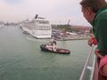 Tug positioning us in Venice
