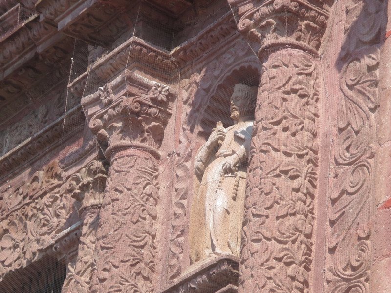 Church facade stone carving detail