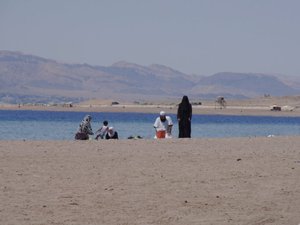 Arab family at the beach