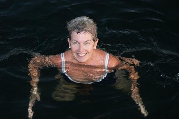 Sue in the warm waters of the lake...crocs?