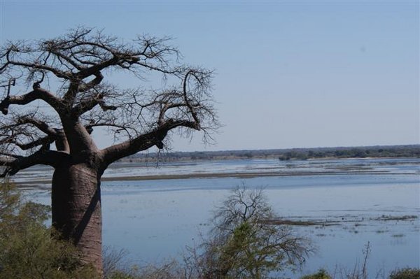 Botswana/Namibia border and Chobe River overflow