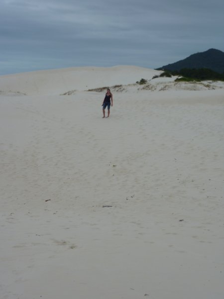 Bec playing on the sand dunes