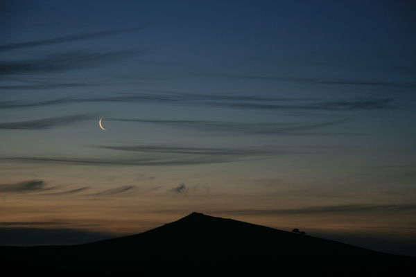 The new moon rising