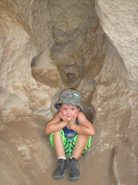 Getting out of the heat in a cave