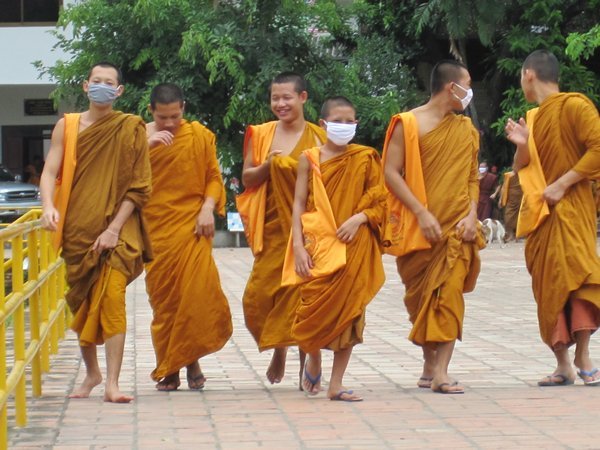 Monks going to school