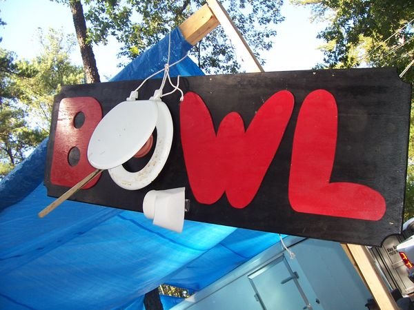 Creative booth decorations at the Chili cookoff.