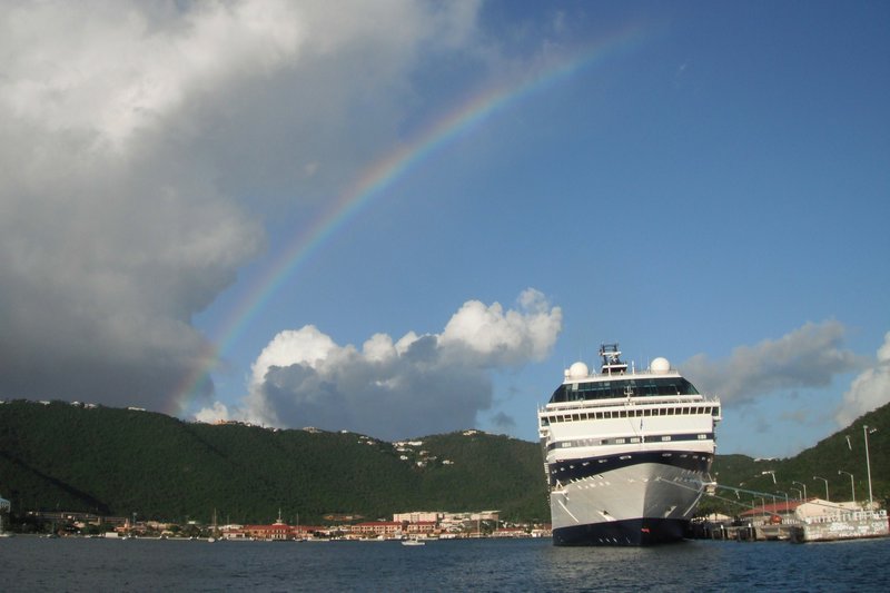 St. Thomas Rainbow over our ship - Royal Caribbean's Serenade of the Seas