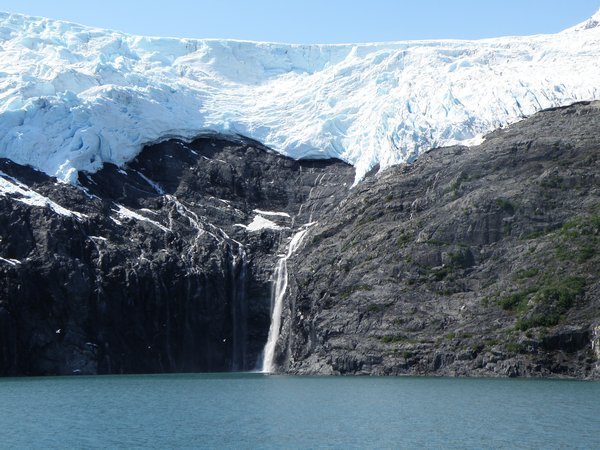 waterfall from melting glaciers