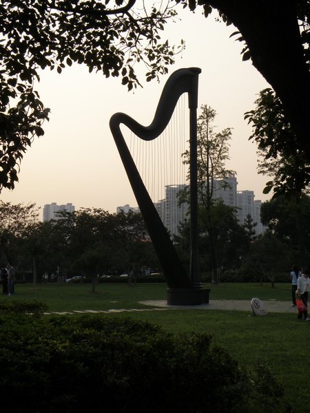 Harp statue
