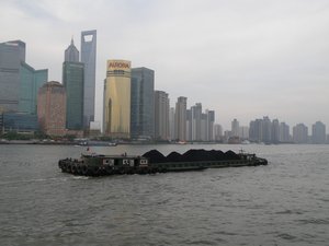 Coal Barge with Pudong as backdrop