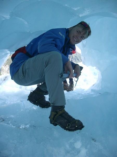 Crawling Through An Ice Cave
