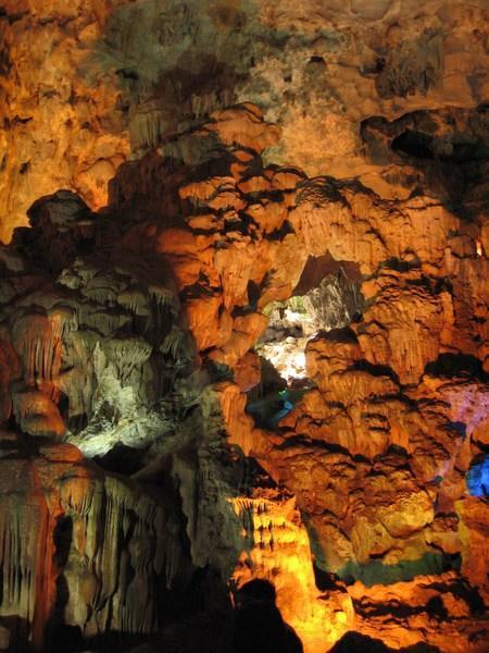 Touristy Lit Caves In Halong Bay
