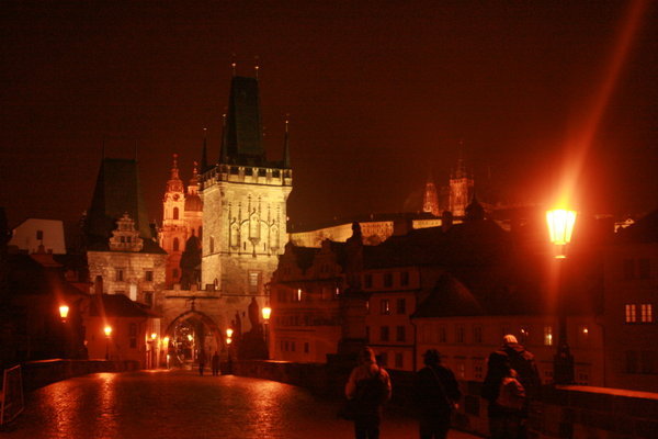 From Charles bridge with Prague castle in the background