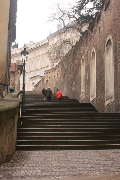 Up the stairs to Prague Castle