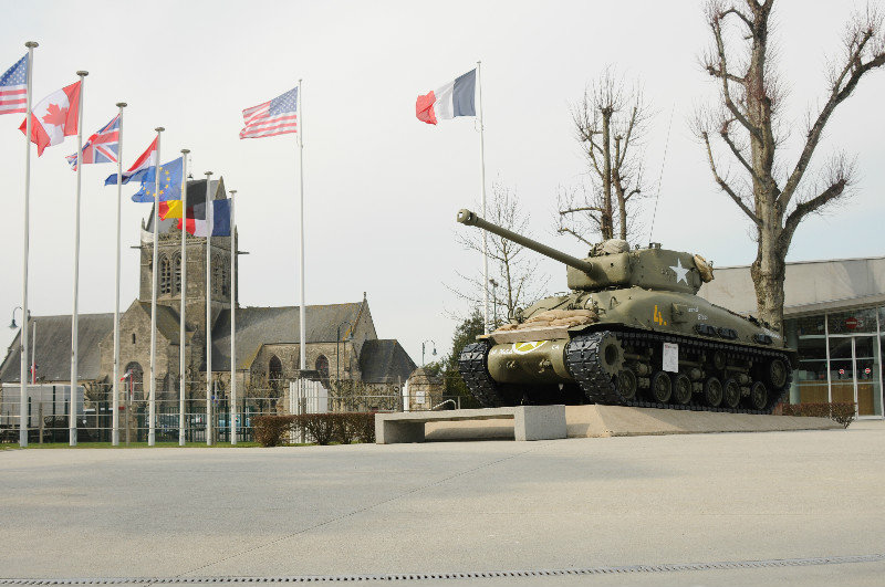 St Mere Eglise and sherman