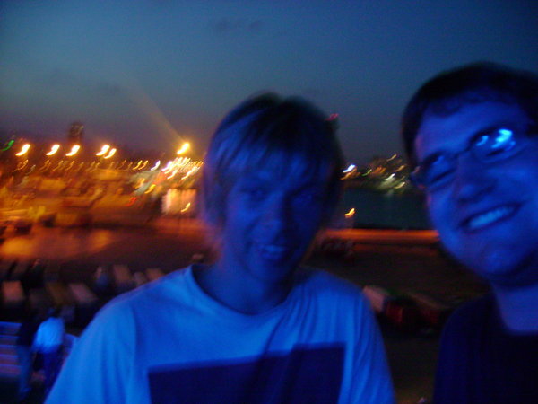 Us, out of focus on a ferry!